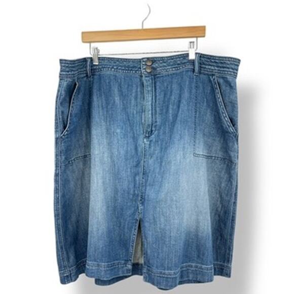 Pilcro Dresses & Skirts - Anthropologie Pilcro Denim Skirt Blue Women's Plus Sz.‎ 22W Front Slit